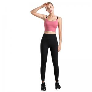 2 piece pink quick dry running sexy bra ladies high quality trendy gym wear women