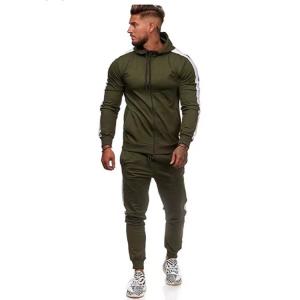 Best Seller Color Block Hoodies Mens Zipper Jogger Sport Tops Gym Fitness Drawstring Tracksuits With Side Pockets