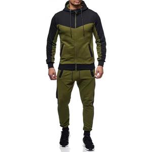 Fashionable Men Plus Size Tracksuits Color Matching Jogging Suits Ribbed Cuff And Hem Drawstring Sports Tops And Sweatpants