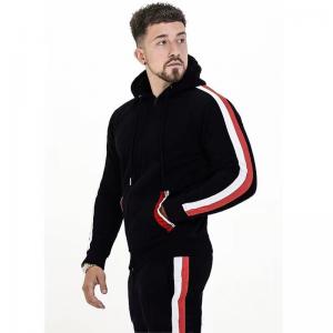 Wholesale Zipper Jumpsuit Sportswear Color Matching Stripes Man Jogger Sports Tops And Sweatpants With Drawstring And Pockets