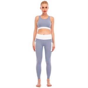 Breathable 2021 Workout Sport Color Block Yoga Outfits Women Sportswear Athletic Clothes Gym 2 Piece Sets