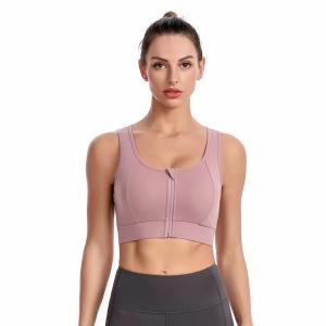 Gym Crop Top High Impact Breathable Sports Bra With Zipper Women Sportswear Fitness
