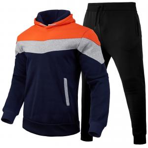 Mens Custom Hoodie Set Oversized Color Block Sports Tops Long Sleeve Drawstring Cord For Sweatpants Gym Workout 