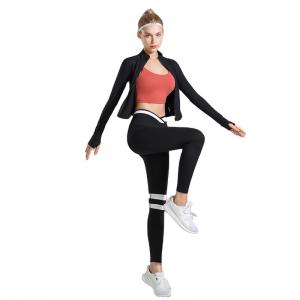 Sleeve Yoga Suit Full Zipper Yoga Jacket 3 Pcs Ladie's Stand Up Collar Running Suit Slim Fit Fitness Suit Long