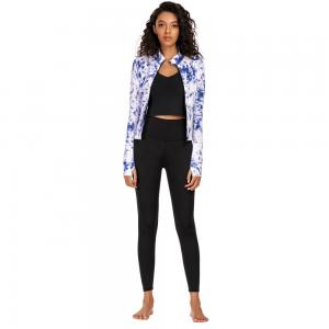 Womens Fitness Jacket Long Sleeve Yoga Jackets 2 Side Pockets Tie-dye Printing For Women Print Pattern Spandex / Polyester