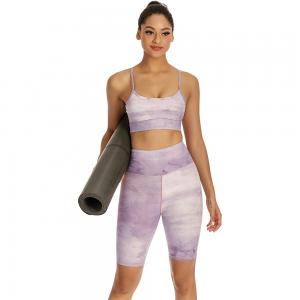Women Tie Dye Two Pieces Yoga Set Active Sports Bra And Shorts Set Gym Fitness Clothes Yoga Short Sets