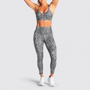 2 Piece Yoga Bra And Leggings Fitness Gym Clothes Comfortable Leopard Print Sweat Suit Women Seamless Ribbed Gym Yoga Set