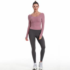 Long Sleeve Crop Top Shorts Sportswear Leggings 2Pcs Yoga Set Seamless Women Gym Fitness Sets