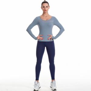 Wholesale Ladies Gym Sports Wear Girls Athletic Workout Suit Long Sleeve Top Shirt With Leggings Women Fitness Yoga Set