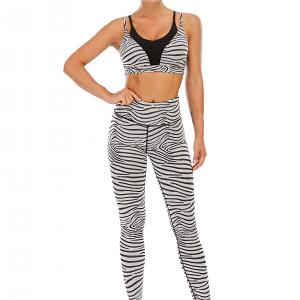 2020 Fashion Women Clothing Two Piece Set Yoga Fitness Custom Foil Print Cotton Workout Two Piece Leggings Set Women Two Piece