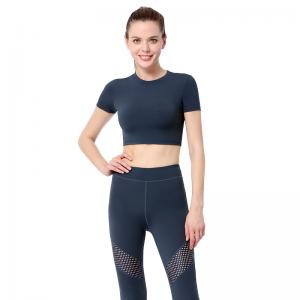 Womens Three-quarter Pants Leggings & Short Sleeve Tank 2 Pieces Yoga Sets