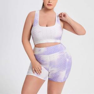 Breathable Eation Brand New Designs Two Piece Plus Size Bra And Short Suits Tie Dye Women's Yoga Sets With Pockets Quick Dry