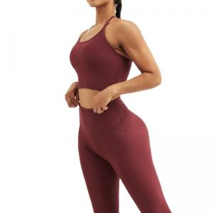 High Quality Women Yoga Suit Active Wear Workout Athletic Gym 2 Piece Sports Bra And Long Yoga Sets