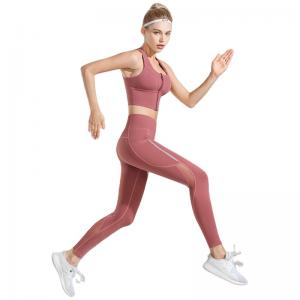 Quick Dry Ladies Zipper Push Up Bra High Waist Mesh Legging Set Royal Stylish Female Gym Wear