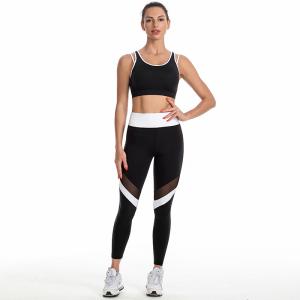 black sets compression ladies leggings gym wear gym sets high waisted legging and sports bras